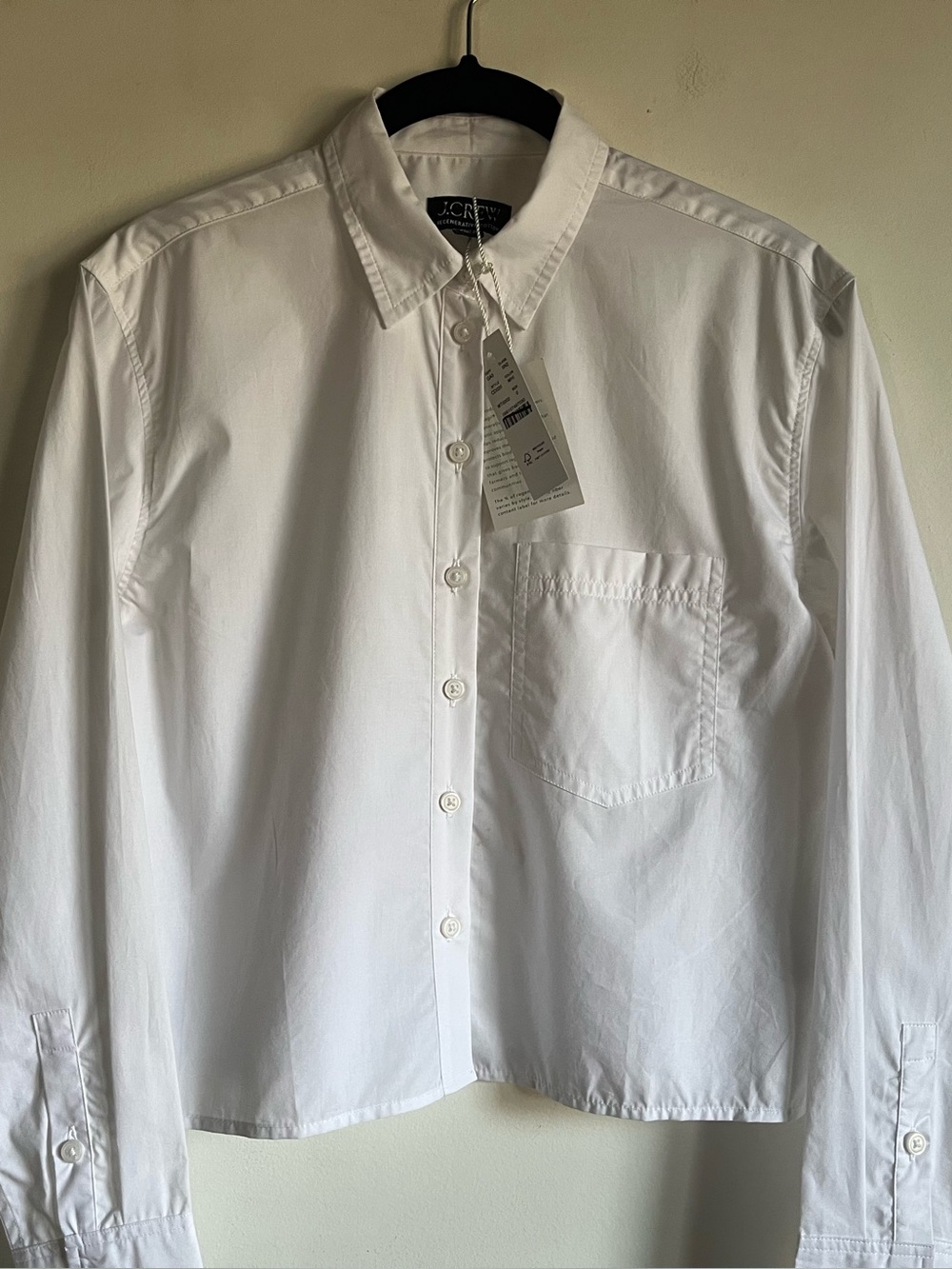 NWT JCrew Cropped Button Up Shirt Size 0 White Regenerative Cotton $118 CD020 - Picture 3 of 14